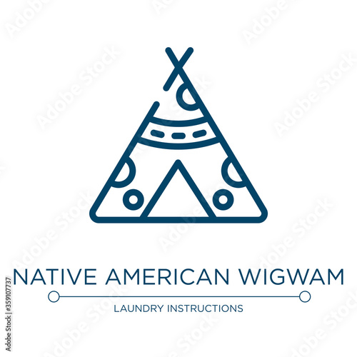 Native american wigwam icon. Linear vector illustration from american indigenous signals collection. Outline native american wigwam icon vector. Thin line symbol for use on web and mobile apps, logo,