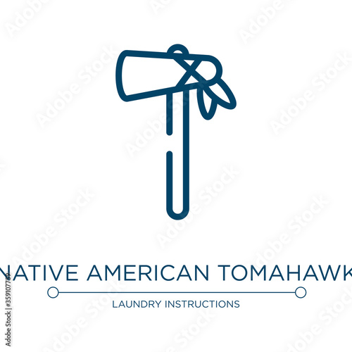Native american tomahawk icon. Linear vector illustration from american indigenous signals collection. Outline native american tomahawk icon vector. Thin line symbol for use on web and mobile apps,