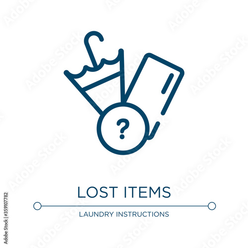 Lost items icon. Linear vector illustration from pictograms collection. Outline lost items icon vector. Thin line symbol for use on web and mobile apps, logo, print media.