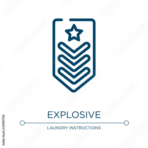 Explosive icon. Linear vector illustration from military badges collection. Outline explosive icon vector. Thin line symbol for use on web and mobile apps, logo, print media.