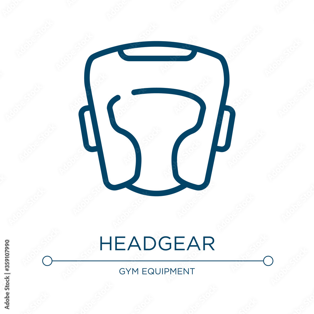 Headgear icon. Linear vector illustration from gym equipment collection. Outline headgear icon vector. Thin line symbol for use on web and mobile apps, logo, print media.