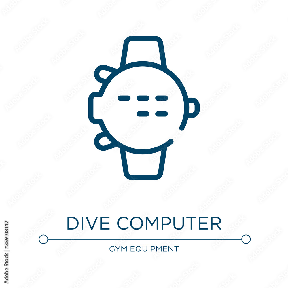 Dive computer icon. Linear vector illustration from diving collection. Outline dive computer icon vector. Thin line symbol for use on web and mobile apps, logo, print media. Dive computer icon. Linear vector illustration from diving collection. Outline dive computer icon vector. Thin line symbol for use on web and mobile apps, logo, print media.