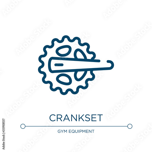 Crankset icon. Linear vector illustration from bicycle racing collection. Outline crankset icon vector. Thin line symbol for use on web and mobile apps, logo, print media.