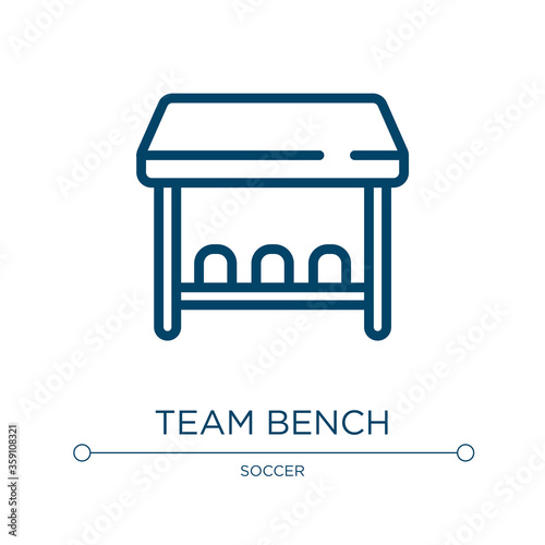 Team bench icon. Linear vector illustration from football collection. Outline team bench icon vector. Thin line symbol for use on web and mobile apps, logo, print media.