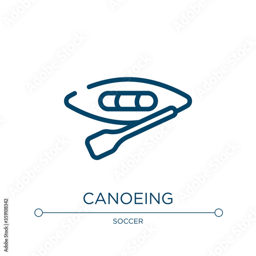 Canoeing icon. Linear vector illustration from x treme collection. Outline canoeing icon vector. Thin line symbol for use on web and mobile apps, logo, print media.