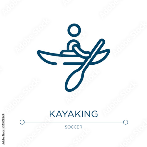 Kayaking icon. Linear vector illustration from x treme collection. Outline kayaking icon vector. Thin line symbol for use on web and mobile apps, logo, print media.