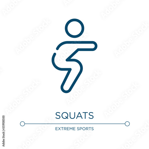 Squats icon. Linear vector illustration from sports collection. Outline squats icon vector. Thin line symbol for use on web and mobile apps, logo, print media.