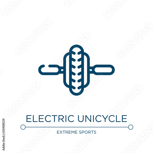Electric unicycle icon. Linear vector illustration from gym collection. Outline electric unicycle icon vector. Thin line symbol for use on web and mobile apps, logo, print media.