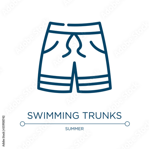 Swimming trunks icon. Linear vector illustration from summer collection. Outline swimming trunks icon vector. Thin line symbol for use on web and mobile apps, logo, print media.