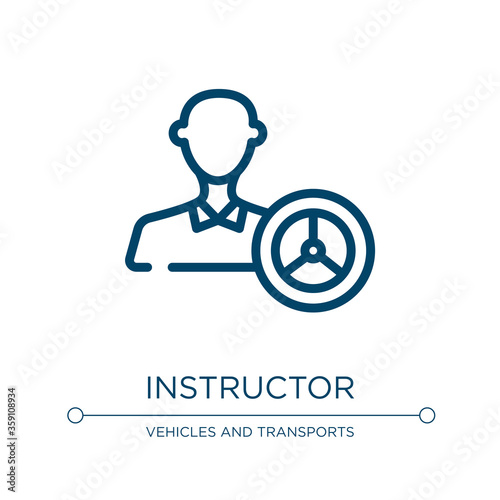 Instructor icon. Linear vector illustration from driving school collection. Outline instructor icon vector. Thin line symbol for use on web and mobile apps, logo, print media.