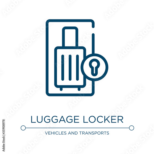 Luggage locker icon. Linear vector illustration from airport collection. Outline luggage locker icon vector. Thin line symbol for use on web and mobile apps, logo, print media.