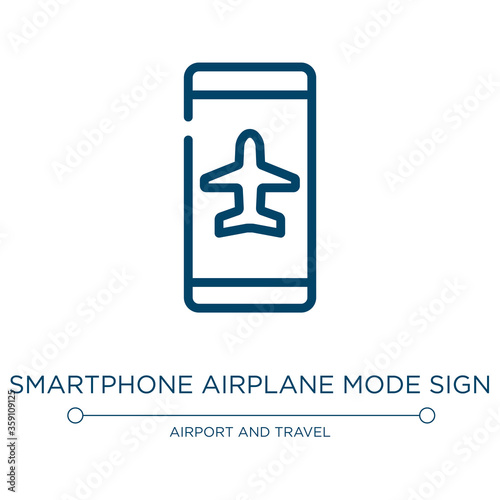 Smartphone airplane mode sign icon. Linear vector illustration from airport and travel collection. Outline smartphone airplane mode sign icon vector. Thin line symbol for use on web and mobile apps,