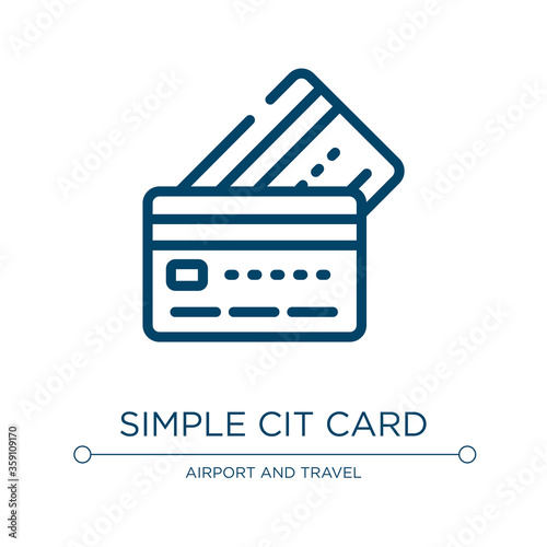 Simple credit card icon. Linear vector illustration from in the frontier collection. Outline simple credit card icon vector. Thin line symbol for use on web and mobile apps, logo, print media.