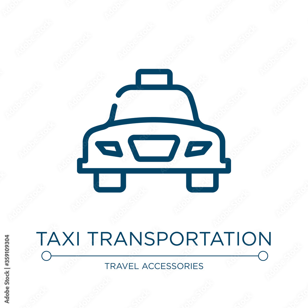 Taxi transportation icon. Linear vector illustration from holidays collection. Outline taxi transportation icon vector. Thin line symbol for use on web and mobile apps, logo, print media.