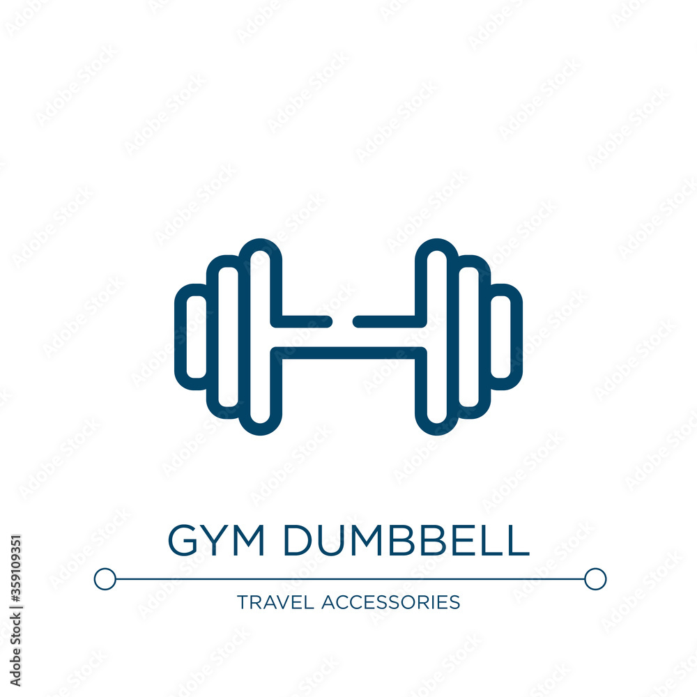 Gym dumbbell icon. Linear vector illustration from holidays collection. Outline gym dumbbell icon vector. Thin line symbol for use on web and mobile apps, logo, print media.