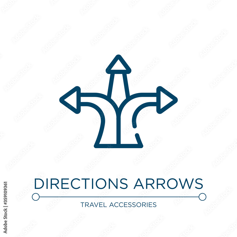 Directions arrows icon. Linear vector illustration from travel and tourism collection. Outline directions arrows icon vector. Thin line symbol for use on web and mobile apps, logo, print media.