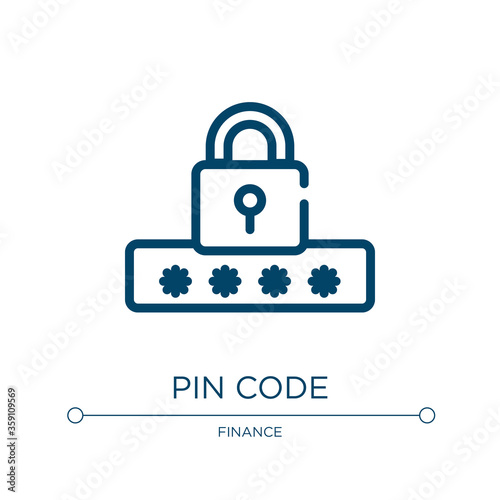 Pin code icon. Linear vector illustration from finance collection. Outline pin code icon vector. Thin line symbol for use on web and mobile apps, logo, print media.