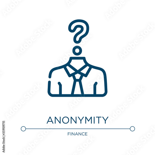 Anonymity icon. Linear vector illustration from cryptocurrency collection. Outline anonymity icon vector. Thin line symbol for use on web and mobile apps, logo, print media.