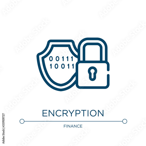 Encryption icon. Linear vector illustration from cryptocurrency collection. Outline encryption icon vector. Thin line symbol for use on web and mobile apps, logo, print media.