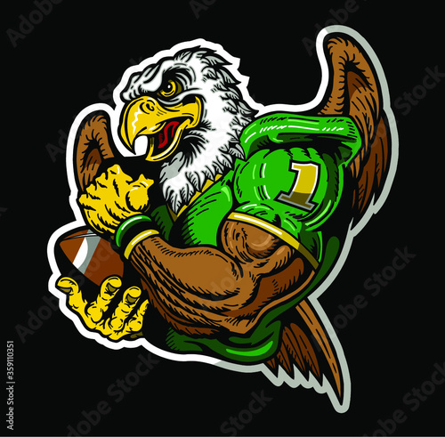 Canvas Print eagles football player mascot holding ball for school, college or league