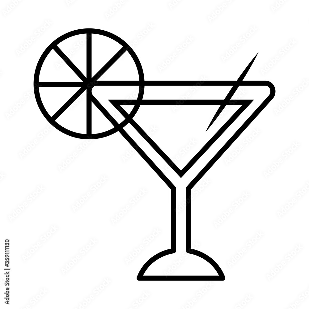 cocktail with lemon line style icon vector design cocktail with lemon line style icon vector design
