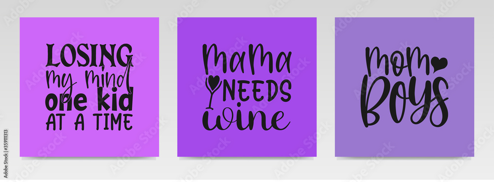 Naklejka premium Mother's day quotes letter typography set illustration.