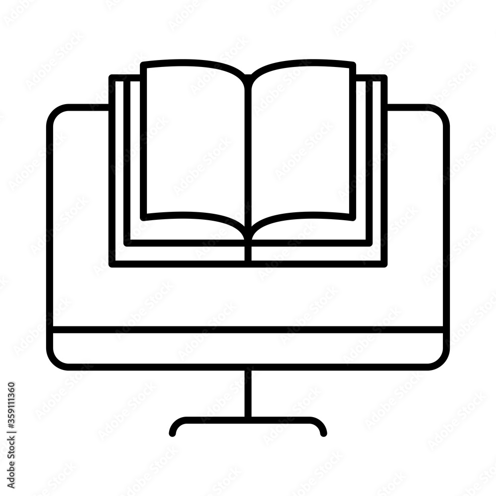 online education, computer book lesson, website and mobile training courses line style icon online education, computer book lesson, website and mobile training courses line style icon