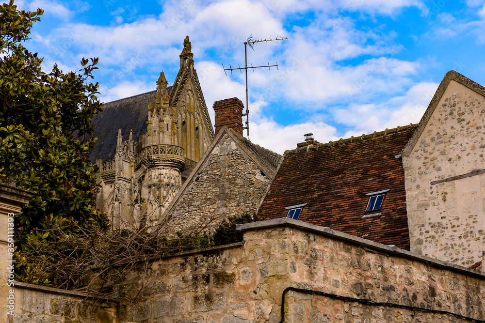 Stone architecture of Senlis, Medieval town in the Oise department,  France