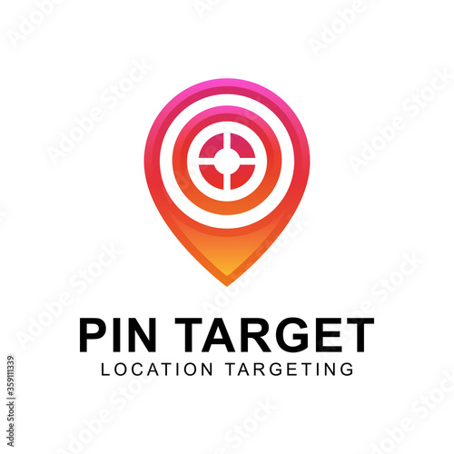 modern pin target or location targeting logo, map logo, business marketing logo design