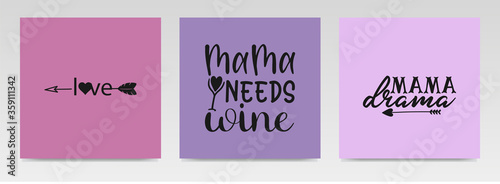 Mother's day quotes letter typography set illustration.