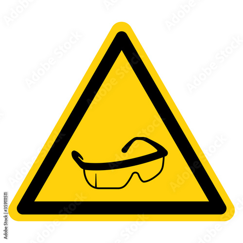 Warning Wear Eye Protection Symbol Sign,Vector Illustration, Isolated On White Background Label. EPS10