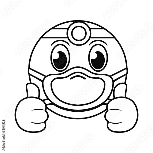 doctor emoji with mask line style icon vector design