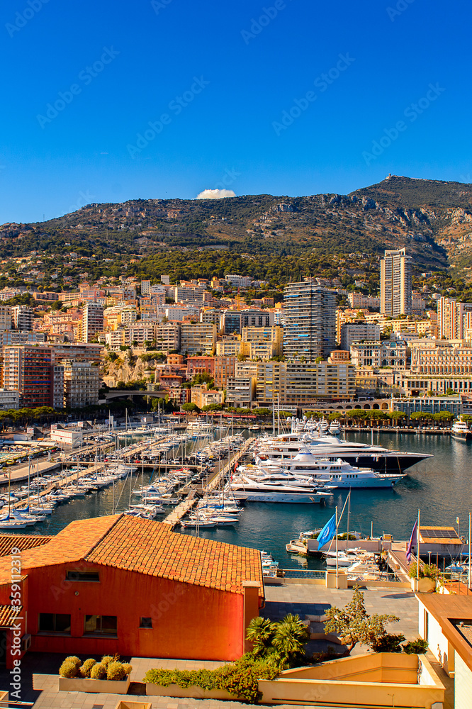 Beautiful evening view of the port of Monaco