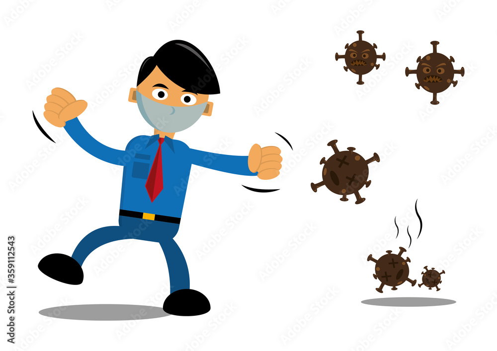 illustration design against covid-19 virus. Coronavirus flat illustration. Strike the virus