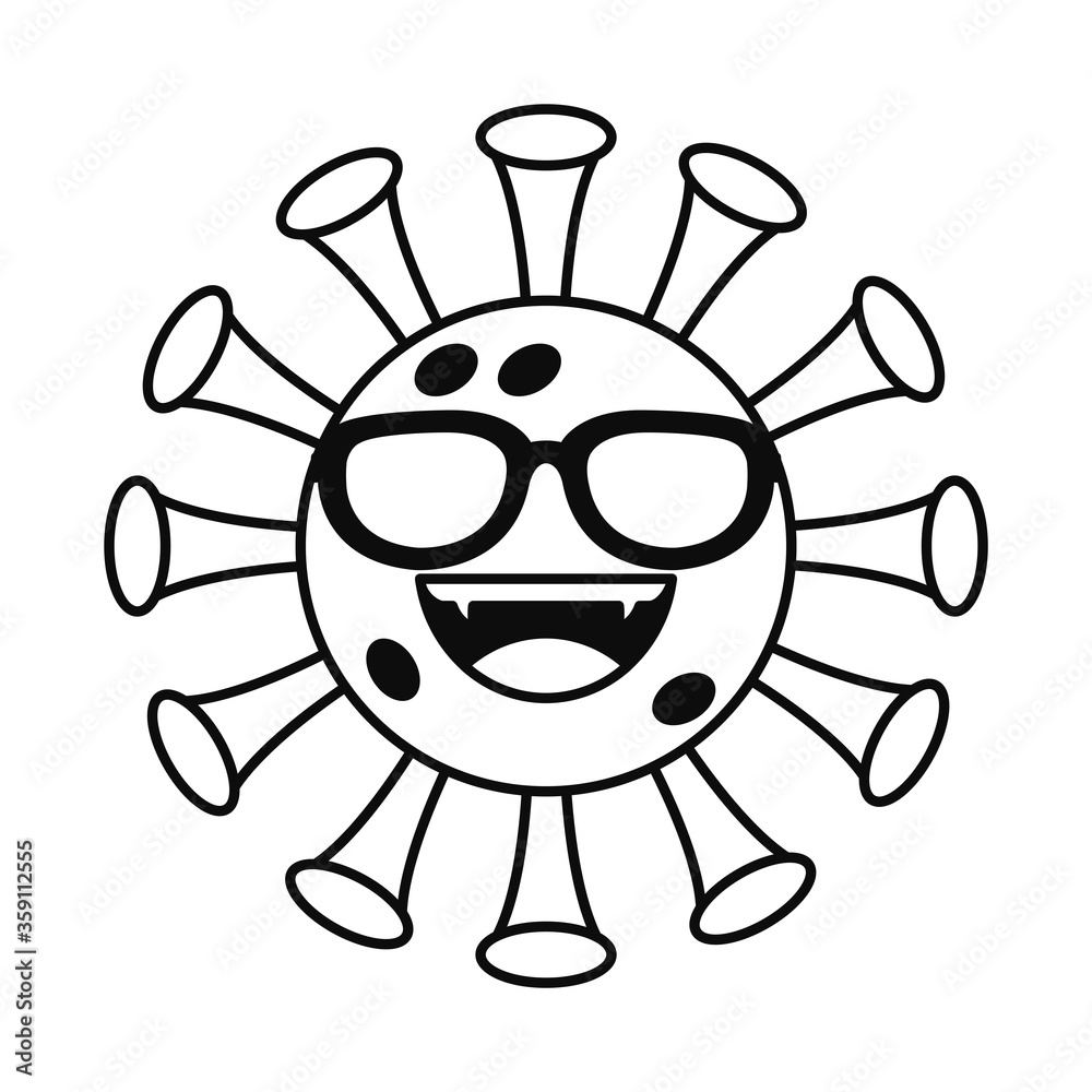 covid 19 virus emoji with glasses line style icon vector design covid 19 virus emoji with glasses line style icon vector design