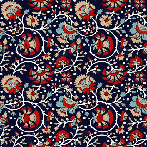 traditional indian paisley pattern on navy background