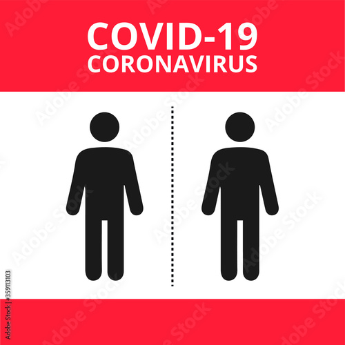 Social distancing vector icon. Keep distance in public society people to protect from COVID-19 coronavirus. Vector illustration.