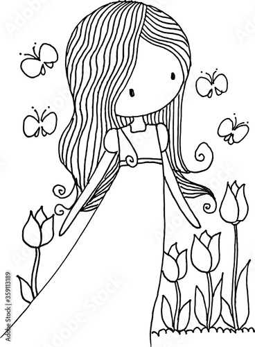 cartoon beauty picture vector drawing 