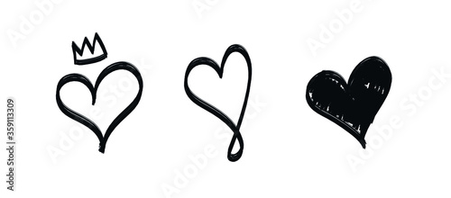 Doodle hearts, hand drawn love heart collection.