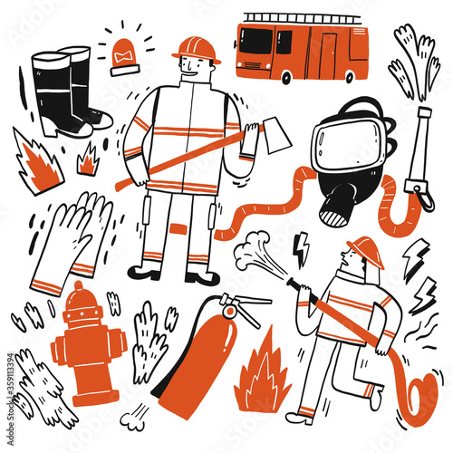 The element hand drawn of Fire fighting