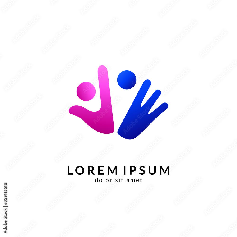 Family care logo template, people help and support symbol, medical clinic and healthy human logo vector Family care logo template, people help and support symbol, medical clinic and healthy human logo vector
