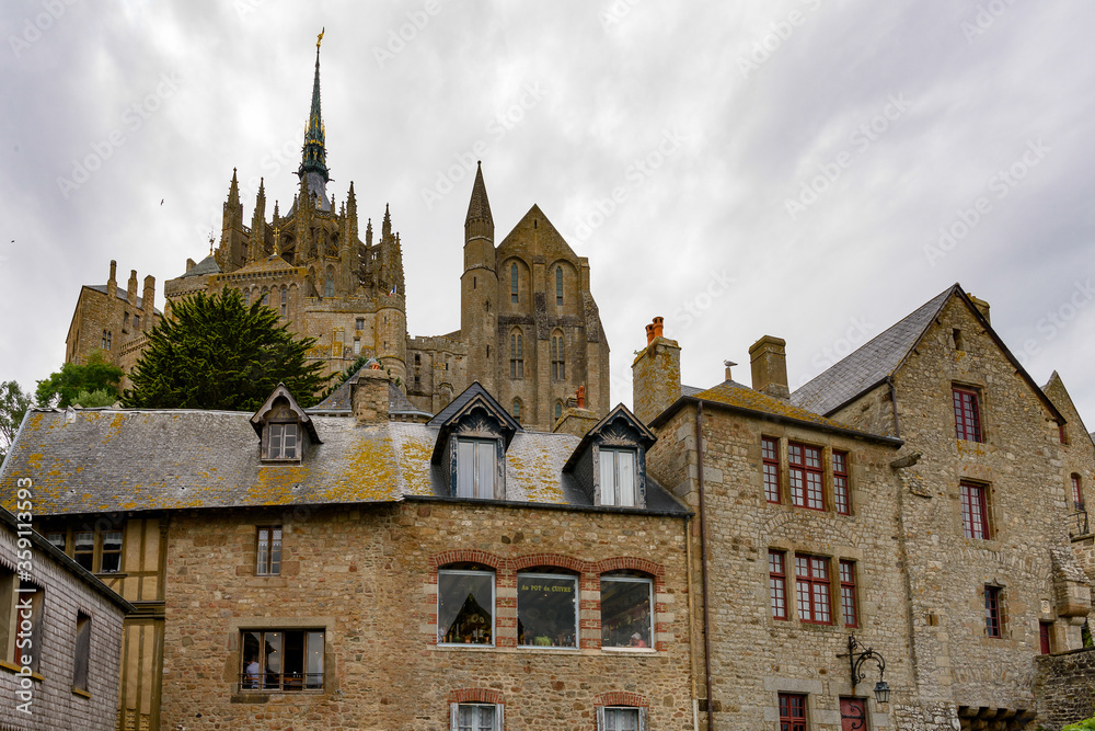 Fototapeta premium Part of the Mont Saint-Michel, an island commune in Normandy, France. UNESCO World Heritage