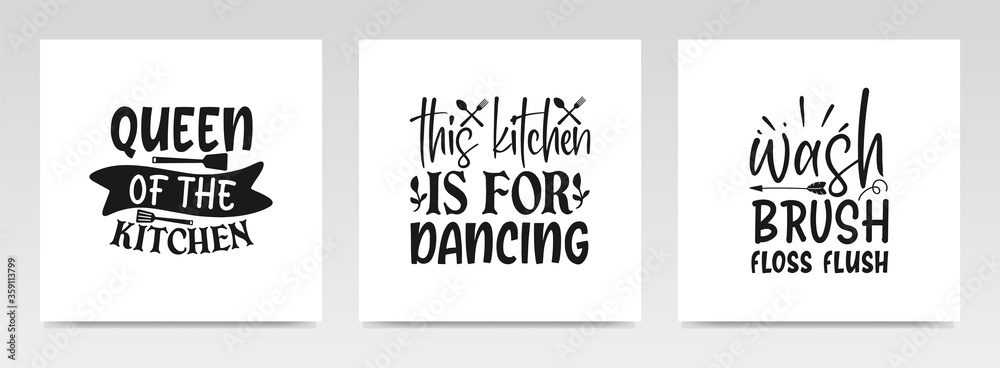 Obraz premium Kitchen quotes letter typography set illustration.