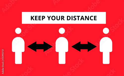 Social distancing vector icon. Keep distance in public society people to protect from COVID-19 coronavirus. Vector illustration.