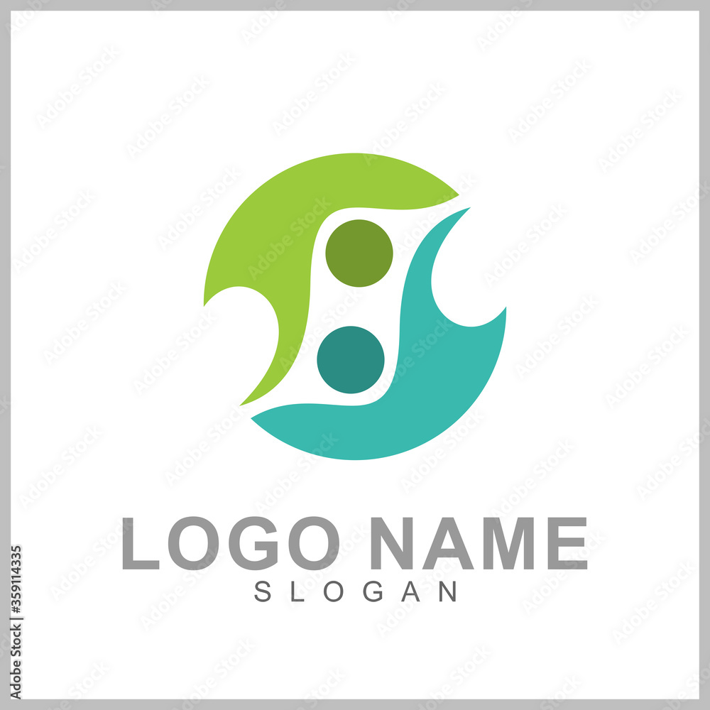 Kids care logo vector, caring children, family parenting, charity people, health care clinic, happy child play with parent