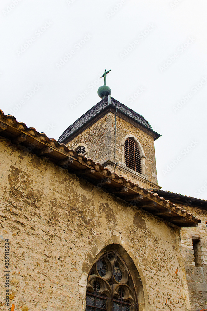 Medieval architecture of Perouges, France, a walled town, a popular touristic attraction. Medieval architecture of Perouges, France, a walled town, a popular touristic attraction.