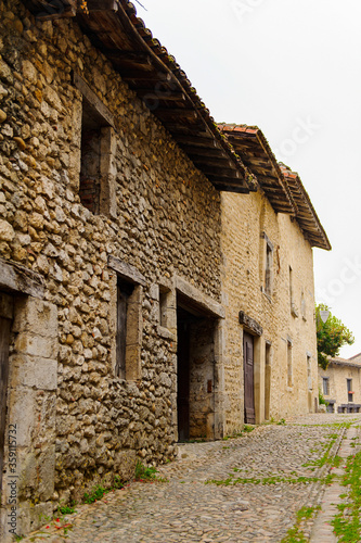 Street of Perouges  France  a medieval walled town  a popular touristic attraction.