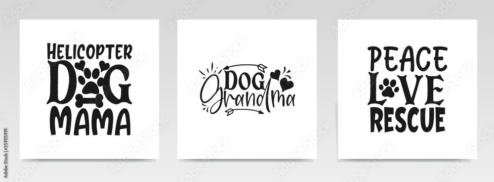 Pet animal quotes letter typography set illustration.