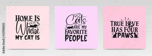 Pet animal quotes letter typography set illustration.