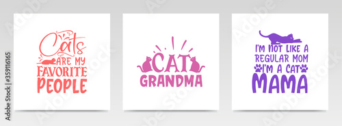 Pet animal quotes letter typography set illustration.